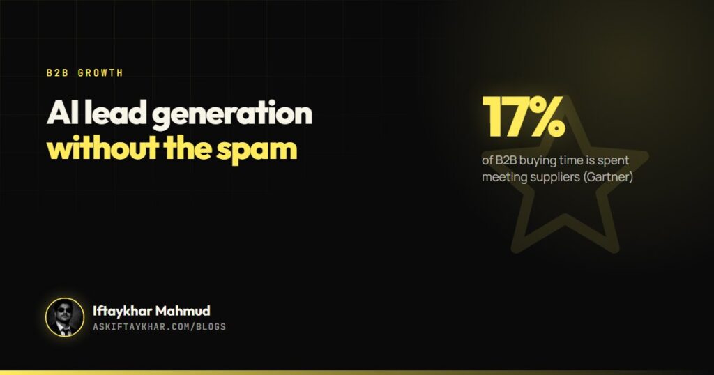 AI lead generation guide cover: build an ideal customer profile prospect list that replies, by Iftaykhar Mahmud
